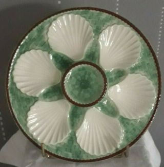 Antique Rare French Majolica Oyster Plate Longchamp France 1940