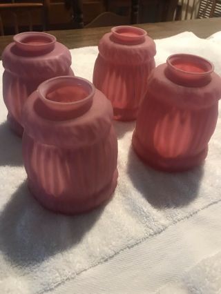 Antique Vintage Art Deco Glass 4 Pink Shades Lighting Fixture Matching