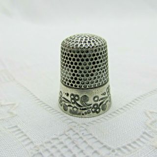 Antique Sterling Silver Ketcham & Mcdougall Thimble Scroll Band 1900s Size 6