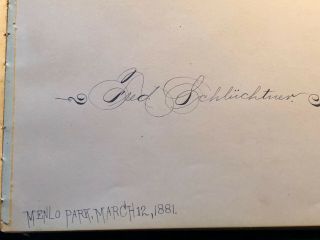 Rare Early Thomas Edison Autograph In Album 1881 From Menlo Park,  NJ. 2