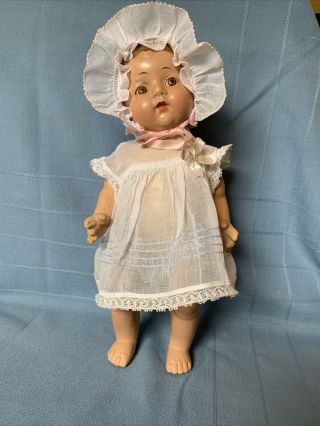 Vintage Baby Doll Dress & Bonnet Fits 12” Baby Doll Sheer Organdy Sweet,  No Doll