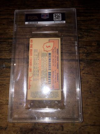 1954 Johnston Cookies Hank Aaron Rookie Card Psa 4 H@t Freshly Graded Rare 3