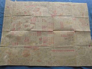 Japanese Lithograph (??) Print Map Of Kyoto 47 X 35 Cm Meiji 23