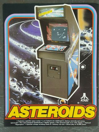 Atari Asteroids Arcade Video Game Rare 1979 Flyer Pinball Art