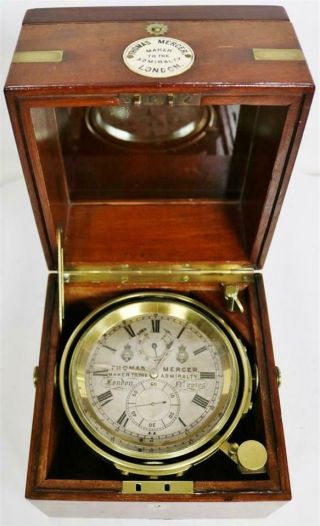 Very Rare 19thc Early 2 Day Thomas Mercer London Ships Marine Chronometer 4