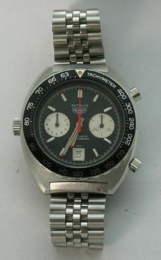 Rare Heuer Autavia Ref,  11630 Men ' s Stainless Automatic Chronograph Cal.  12 Watch 2