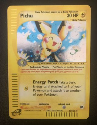 Pokemon Pichu 22/165 Expedition E Reader Holo Rare Card - Lp / Mp
