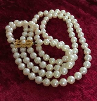 Mikimoto Akoya Pearl Necklace 18k Gold M Clasp Rare 30 Inch Very Fine - Uk Seller