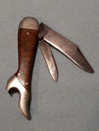 HIBBARD SPENCER BARTLET & CO RARE ANTIQUE LADY LEG,  BOTTLE OPENER POCKET KNIFE 2