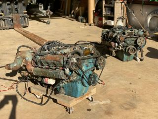 2 - Chrysler Poly 318 Marine Gas Engine Transmission - Rare Dual Carb Intake