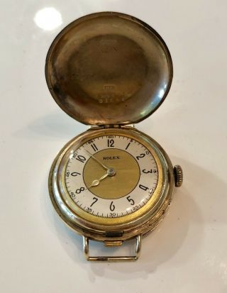 Rare Gold Rolex Full Hunter Trench Watch Antique Circa 1911