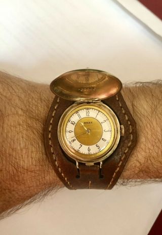 Rare Gold Rolex Full Hunter Trench Watch antique Circa 1911 2