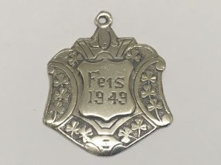 Irish Solid Silver ‘Feis 1949’ Fob By J&M Co.  Dublin 1949 3