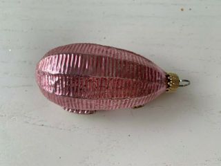Rare Vintage Blown Glass W.  Germany Zeppelin Blimp Pink Christmas Ornament