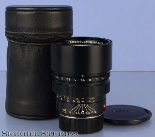 Leica Leitz 75mm Summilux - M 11810 F1.  4 M Black Lens German,  Caps,  Case Rare