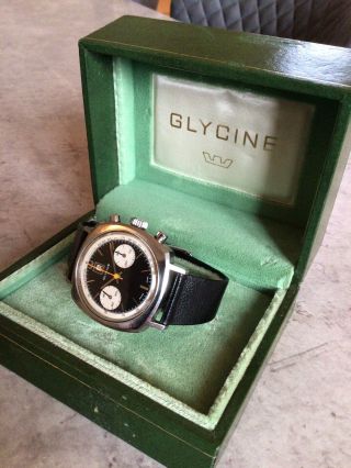 Rare Vintage Glycine Chronograph,  Poor Mans Heuer Camaro.  Landeron 149.