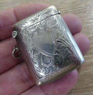 Quality Antique Solid Silver Hallmarked Vesta Case // Birmingham 1919 S & B