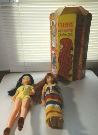 Vintage Crissy And Friend Fashion Tote With Doll By Ideal Toy Corp 1970