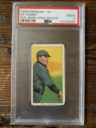 1909 - 11 T206 Piedmont 150 Bare Hand Shows Cy Young Psa Good 2 Rare Card