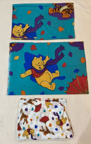 Vintage Winnie The Pooh Blustery Day Complete Twin Sheet Set