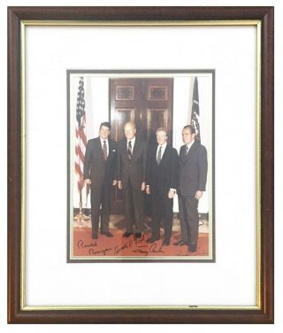 Ronald Reagan Gerald Ford Jimmy Carter Richard Nixon Signed Photo (rare/framed)