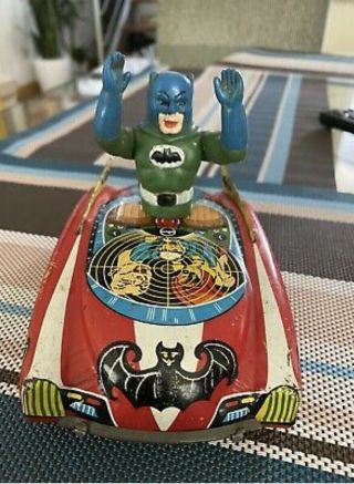 1966 Ultra Rare Batman Batmobile Yanoman Friction Tin Toy Tank Japan Made Wow