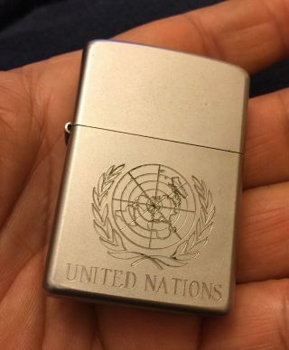 Vintage Rare Zippo United Nations (lebanese Map) Silver Matte Lighter Made In Usa
