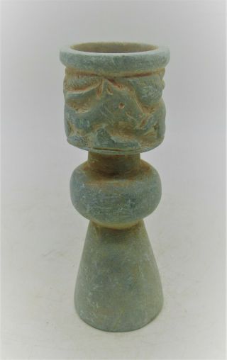 Ancient Bactrian Chlorite Stone And Enamel Stone Decorated Cosmetic Vessel