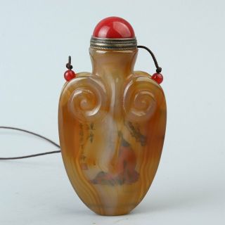 Chinese Exquisite Handmade Character Agate Inside Painting Snuff Bottle