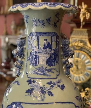 Extremely Fine And Rare Large Blue Chinese Vase Porcelain Circa 18th 4