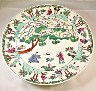 Antique Chinese Hand Painted Porcelain 10” Marked Plate
