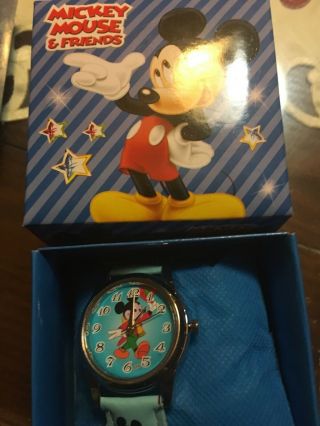 Mickey Mouse Wrist Watch W/box And Pillow Cushion