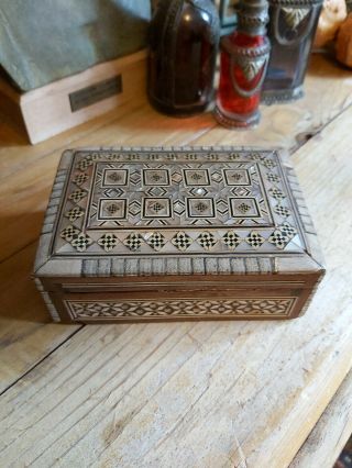 Small Vintage Anglo Indian Sadeli Micro Mosaic Box