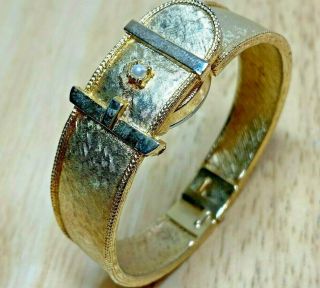Vintage Etienne Lady Gold Tone Band Shape Cuff Hand - Wind Mechanical Watch Hours