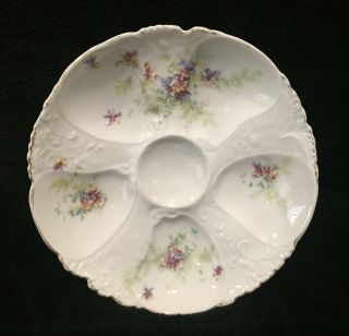Antique Austria Merkelsgrun Porcelain Oyster Plate,  Clover Mark