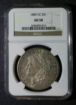 1889 Cc Morgan Silver Dollar,  Ngc Au 58,  Rare,  Carson City Coin