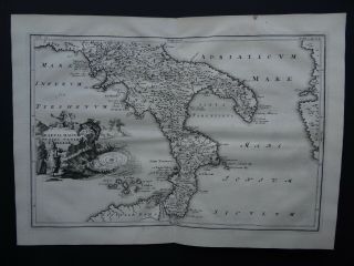 1703 Cellarius Atlas Map Southern Italy