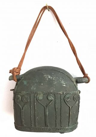 Antique Burmese Water Buffalo (cow) Bell In Bronze Or Iron Double Clanger