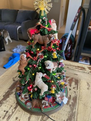 Danbury Bulldog Lighted Christmas Tree With Bone Star Rare