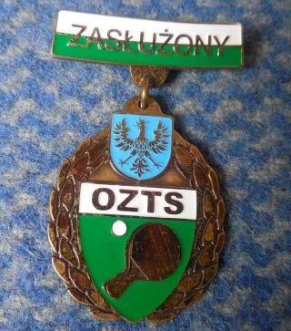 Poland Dist.  Opole Table Tennis Federation Rare Meritorious Pin Badge