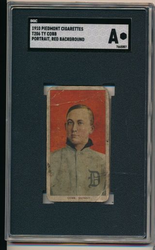 1909 - 11 T206 Ty Cobb Piedmont Back Red Background Rare Sgc Authentic