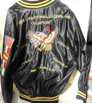 Vintage U.  S.  Navy Silk ? U.  S.  S.  Tattnall D D G - 19 Souvenir Tour Jacket