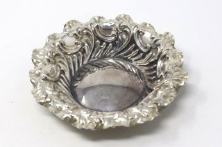 A Antique Victorian C1895 Solid Silver Embossed Nut Dish Trinket Dish 28144