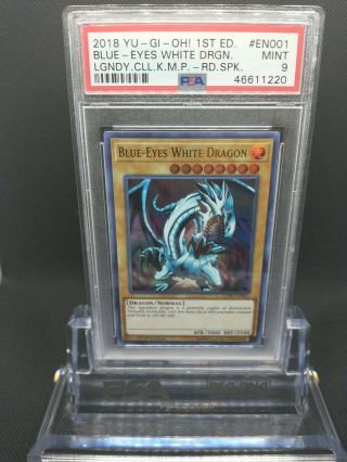 Yu - Gi - Oh Psa 9 Blue Eyes White Dragon 1st Edition Lckc Ultra Rare