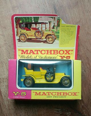 Rare Matchbox 1969 Models Of Yesteryear 1907 Peugeot By Lesney Y5 43:1
