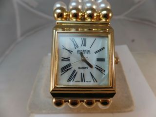 JOAN RIVERS Classics Gold Tone 4 Row Faux Pearl Band Watch BATTERY 2