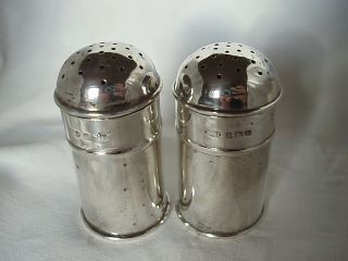Pr Salt & Pepper Shakers Vintage Sterling Silver Birmingham 1920