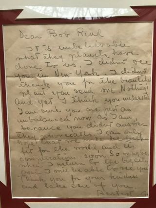 Very Rare Signed Greta Garbo Personal Letter Framed with Envelope and 2