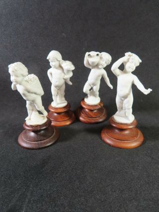 Antique Parian Bennachie Porcelain Bisque 4 Cherub Figurines 3 3/4 " Tall