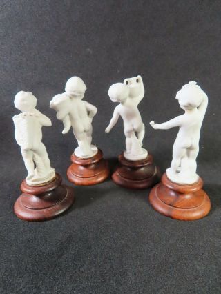 Antique Parian Bennachie Porcelain Bisque 4 Cherub Figurines 3 3/4 